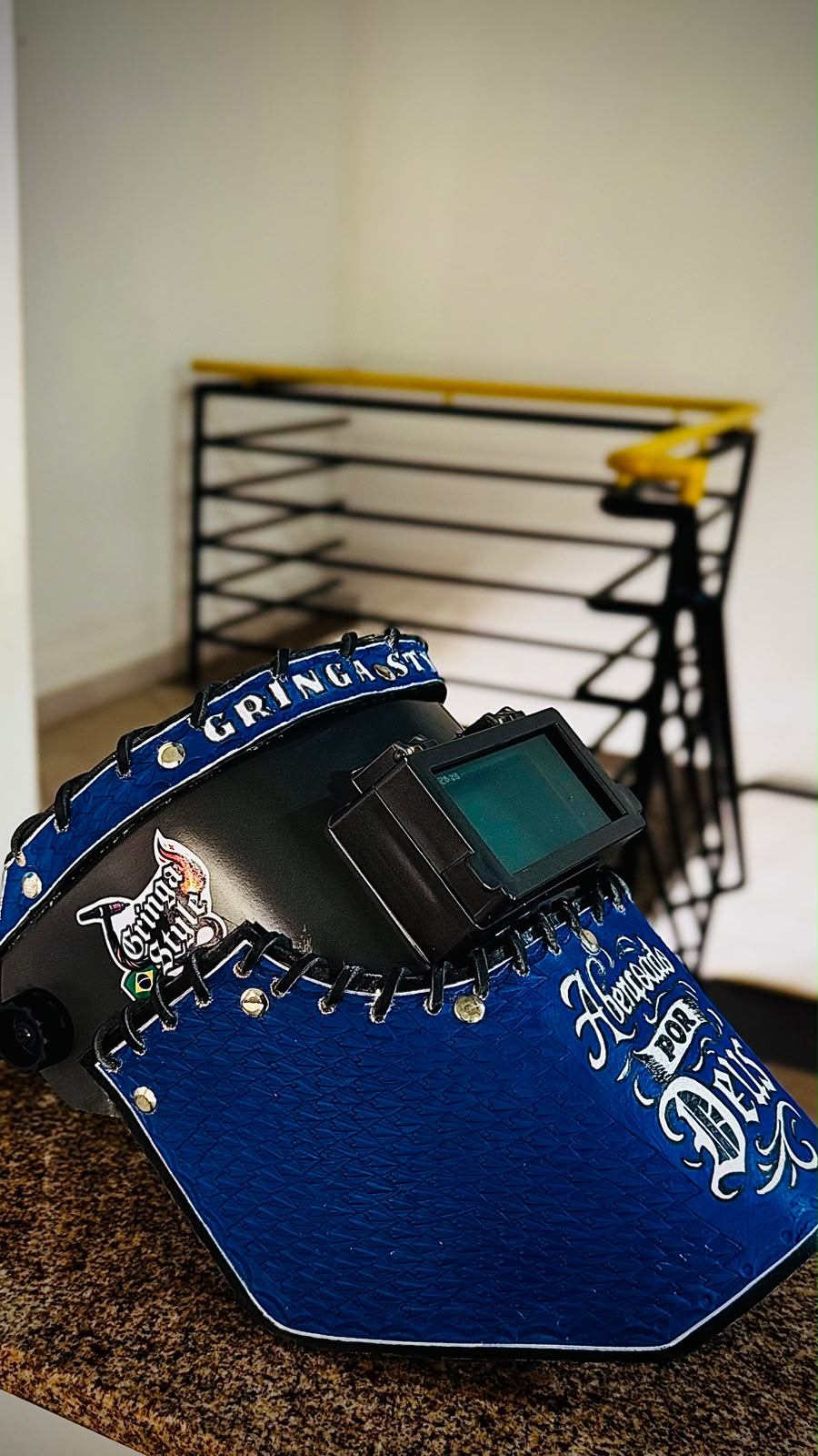 Máscara de Solda Personalizada Gringa Style - Couro Legítimo & Alta Performance - Foto 7